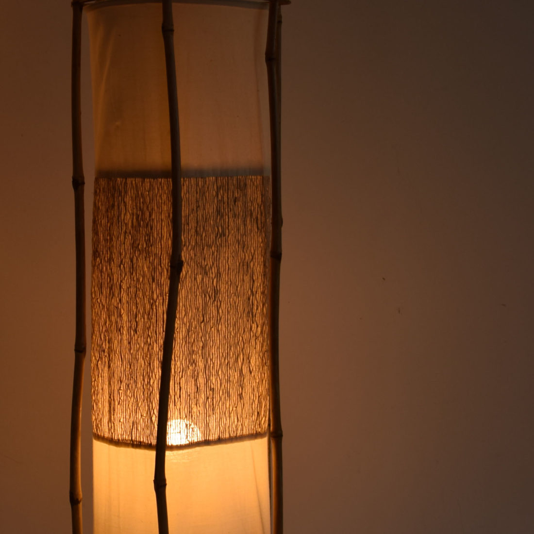 Louis Sognot Bamboo and rattan floor light SOLd - Howaboutout