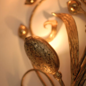 2x Brass/ metal flower wall lights 60’s SOLD