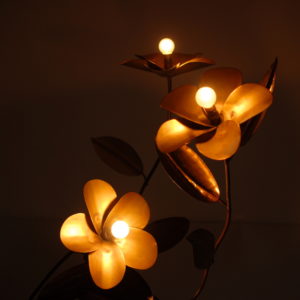 Copper flower floor light