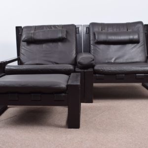 Brutalist lounge chairs with ottoman by Sonja Wasseur (set)
