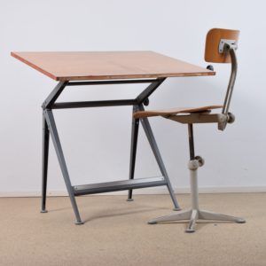 Reply drawing table and stool set by Friso Kramer