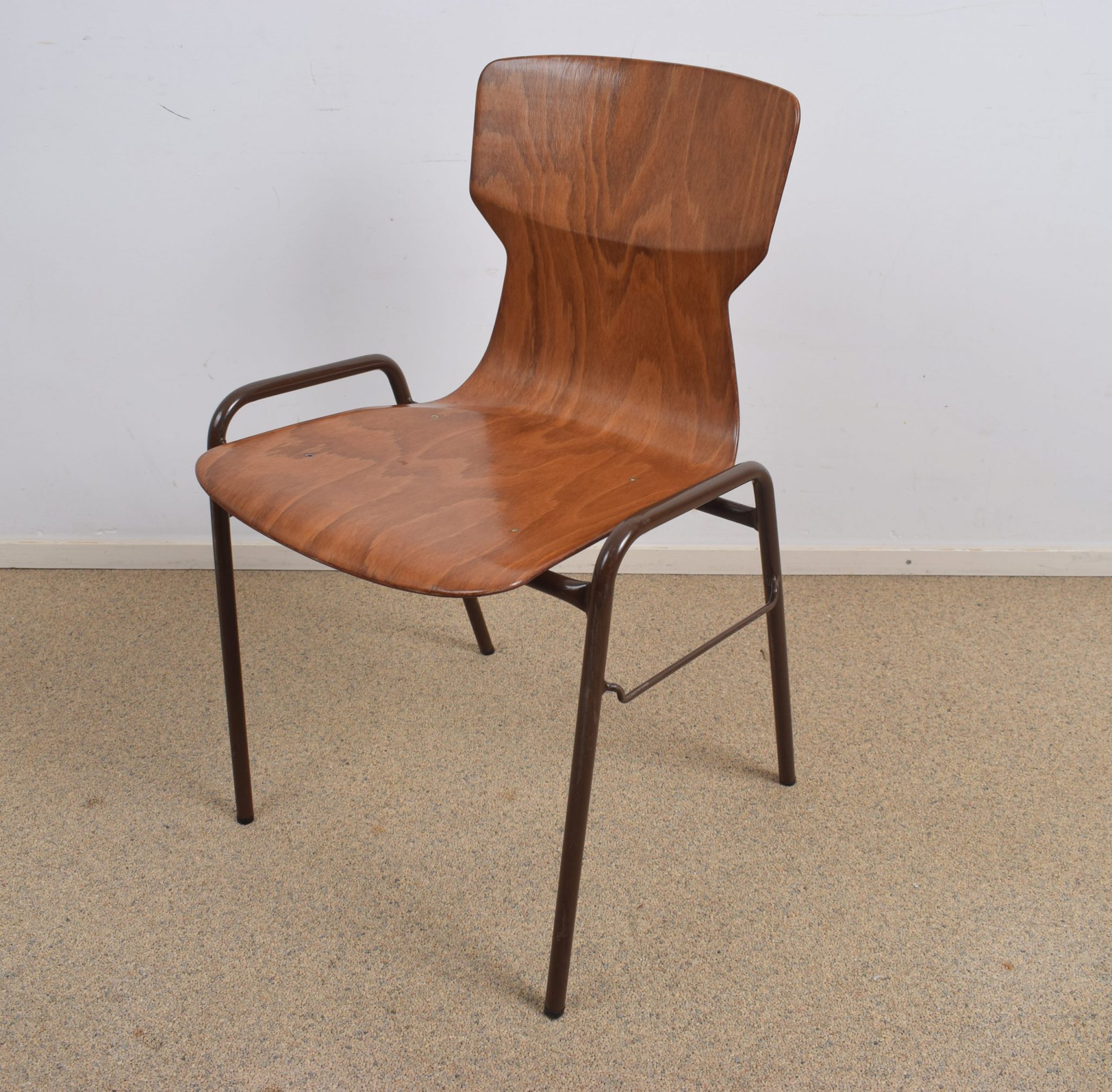 10x Brown industrial school chair by Eromes | Howaboutout | vintage ...
