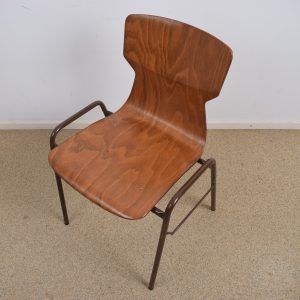 10x Brown industrial school chair by Eromes  SOLD