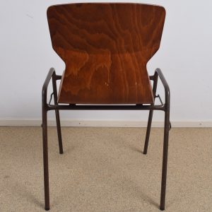 10x Brown industrial school chair by Eromes  SOLD